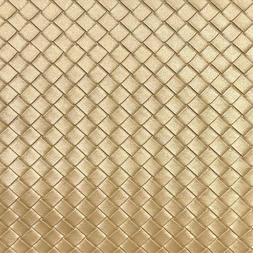 Virginia Wolf Leather Metallic Gold Woven Clutch Cosmetic Bag NWT - Picture 3 of 9